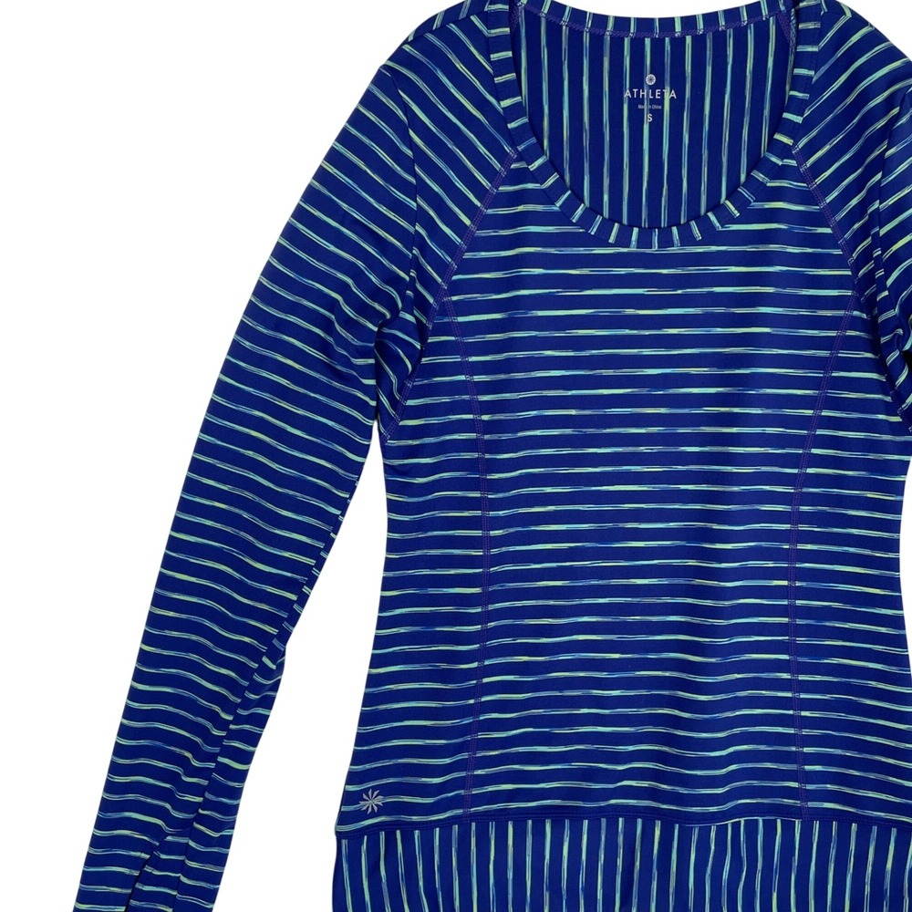 Athleta Striped Long‎ Sleeve Top Womens Small Workout Athleisure